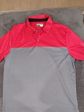 PGA Tour Colorblock Polo in Pink and Gray